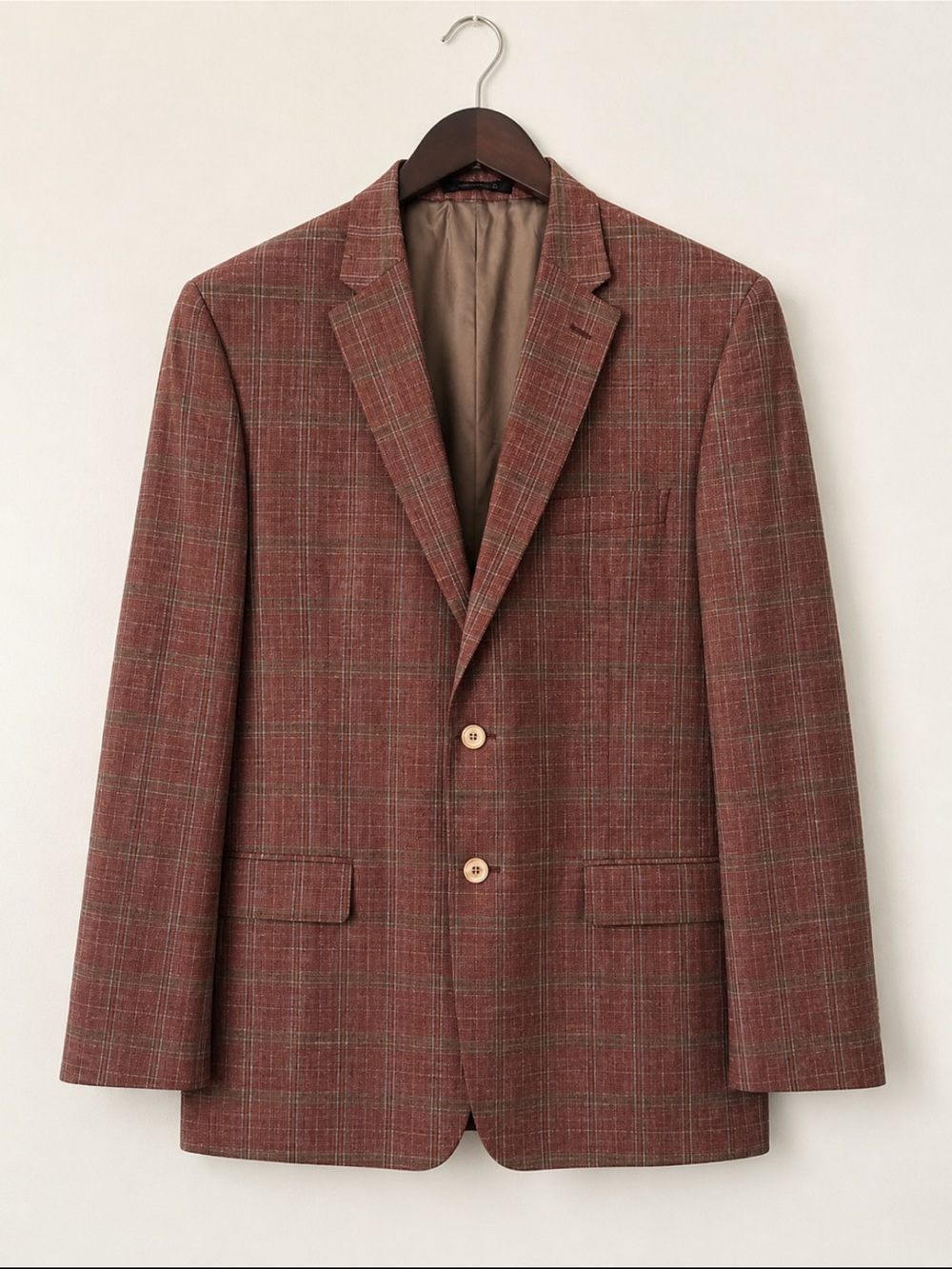 Austin Reed London Men’s 50R Wool Silk Linen Plaid Sport Coat Blazer